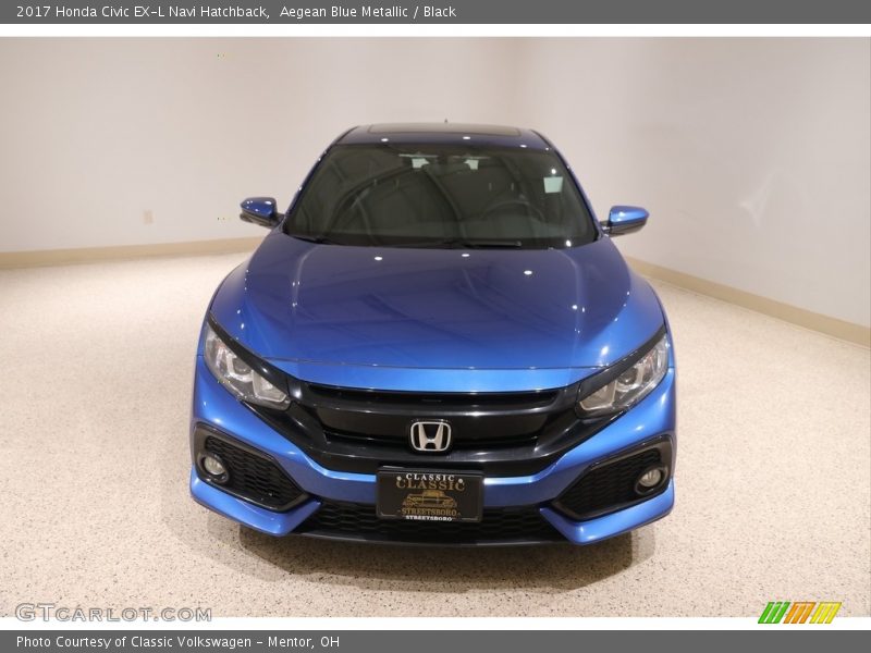 Aegean Blue Metallic / Black 2017 Honda Civic EX-L Navi Hatchback