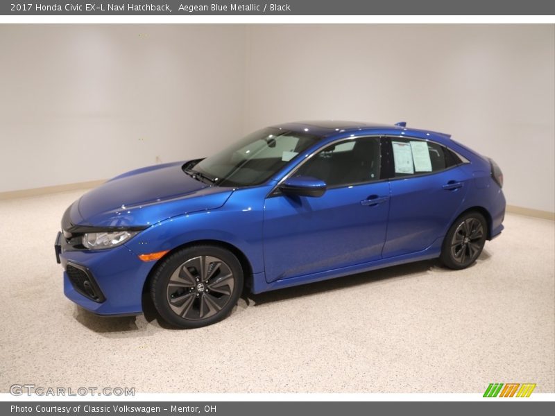 Aegean Blue Metallic / Black 2017 Honda Civic EX-L Navi Hatchback