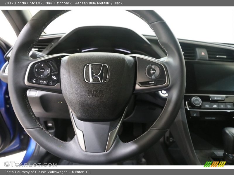 Aegean Blue Metallic / Black 2017 Honda Civic EX-L Navi Hatchback
