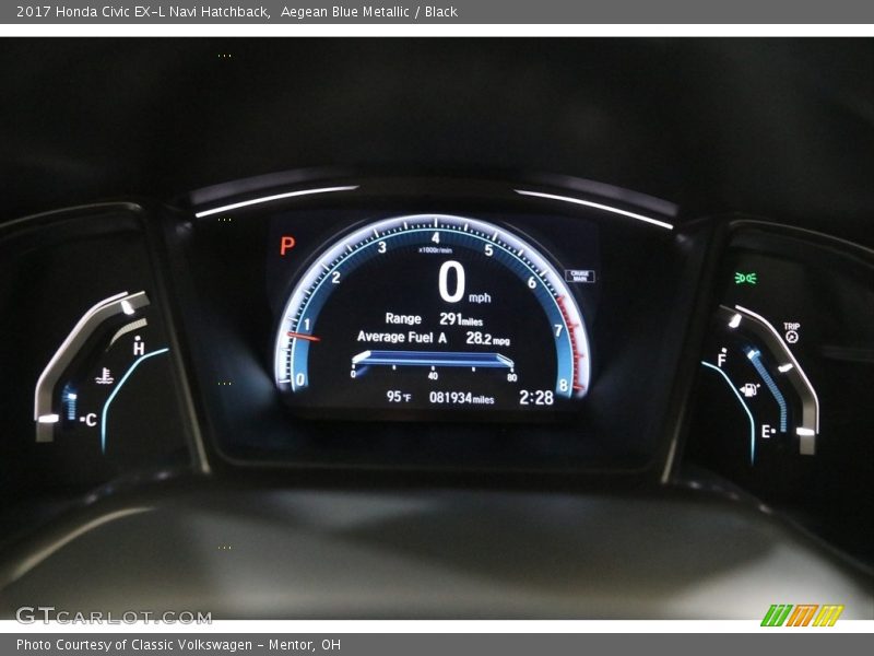 Aegean Blue Metallic / Black 2017 Honda Civic EX-L Navi Hatchback