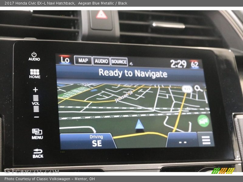 Aegean Blue Metallic / Black 2017 Honda Civic EX-L Navi Hatchback