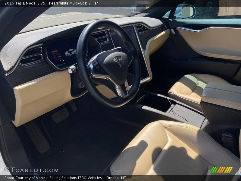 Pearl White Multi-Coat / Tan 2016 Tesla Model S 75