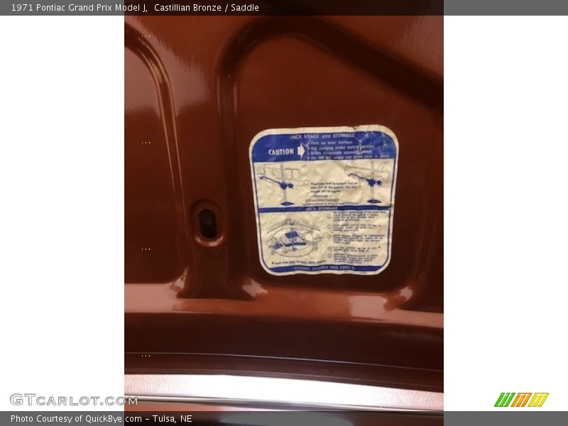 Info Tag of 1971 Grand Prix Model J