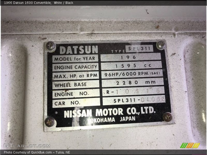 White / Black 1966 Datsun 1600 Convertible
