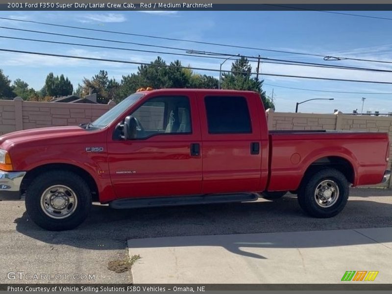 Red / Medium Parchment 2001 Ford F350 Super Duty Lariat Crew Cab