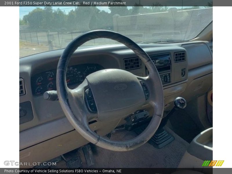 Red / Medium Parchment 2001 Ford F350 Super Duty Lariat Crew Cab