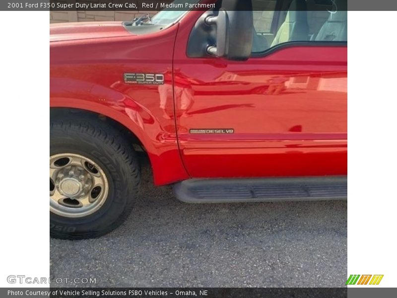 Red / Medium Parchment 2001 Ford F350 Super Duty Lariat Crew Cab