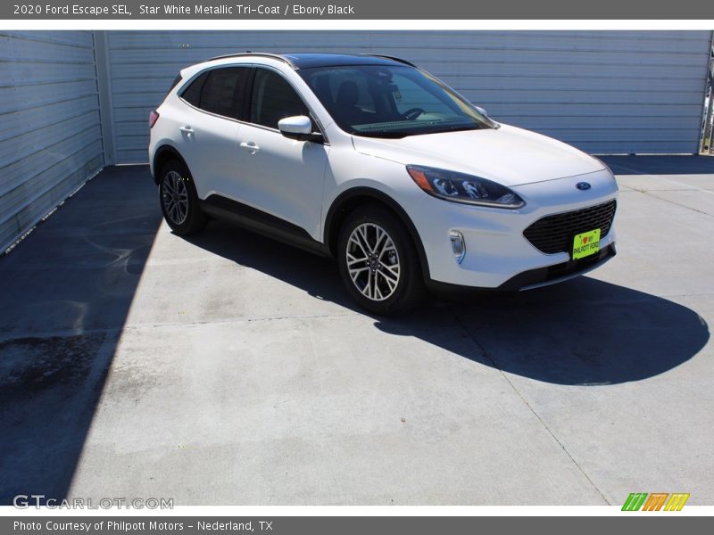 Star White Metallic Tri-Coat / Ebony Black 2020 Ford Escape SEL
