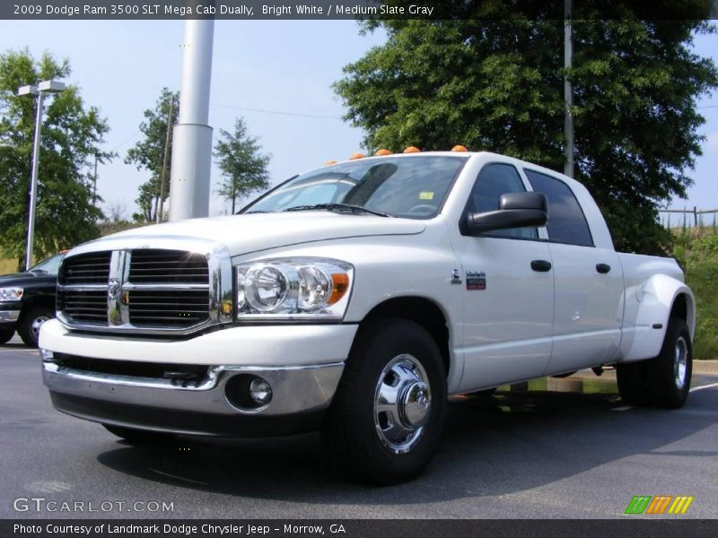 Bright White / Medium Slate Gray 2009 Dodge Ram 3500 SLT Mega Cab Dually