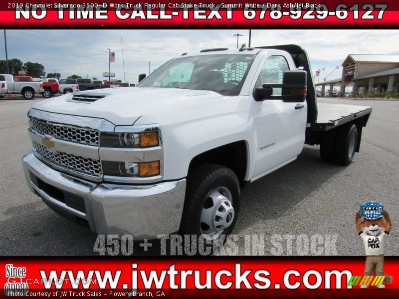 Summit White / Dark Ash/Jet Black 2019 Chevrolet Silverado 3500HD Work Truck Regular Cab Stake Truck