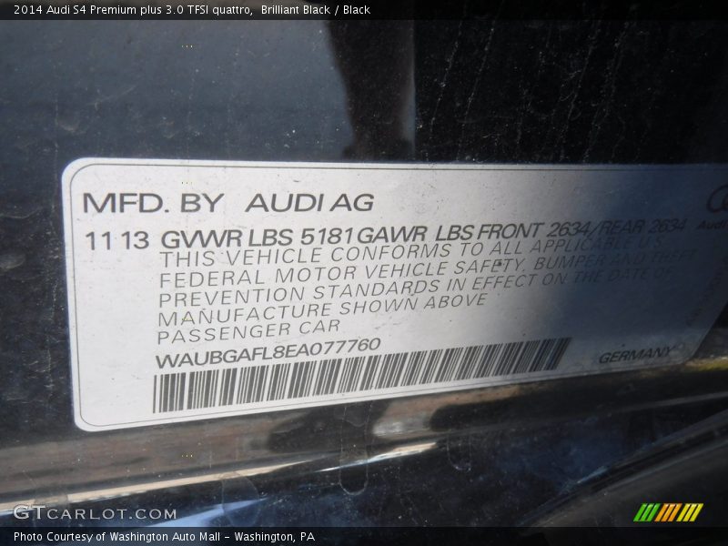 Brilliant Black / Black 2014 Audi S4 Premium plus 3.0 TFSI quattro