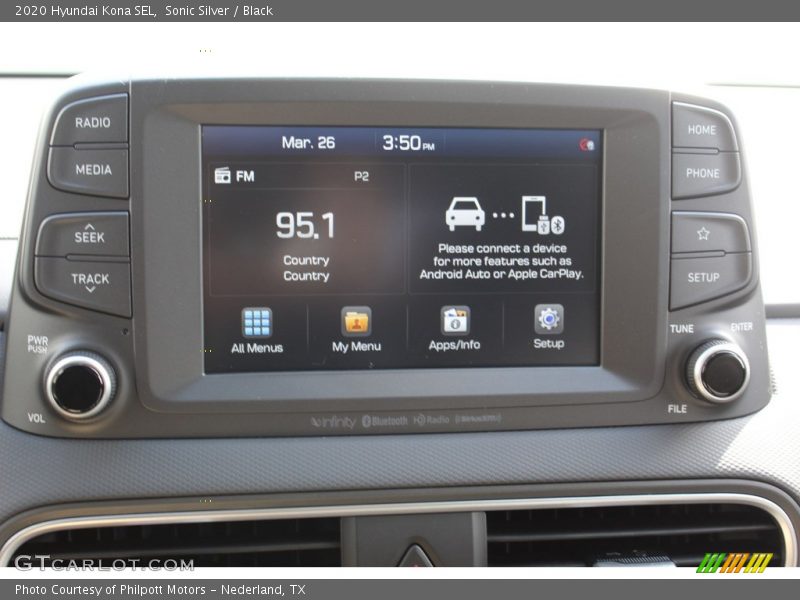 Sonic Silver / Black 2020 Hyundai Kona SEL