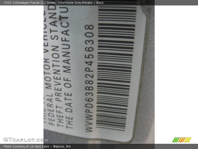 Silverstone Grey Metallic / Black 2002 Volkswagen Passat GLS Sedan