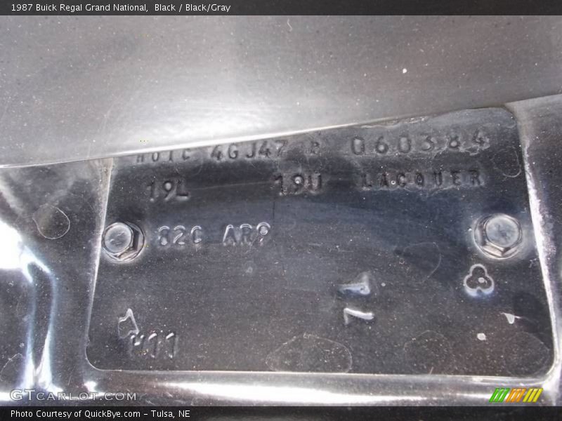 Black / Black/Gray 1987 Buick Regal Grand National