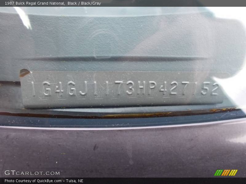 Black / Black/Gray 1987 Buick Regal Grand National