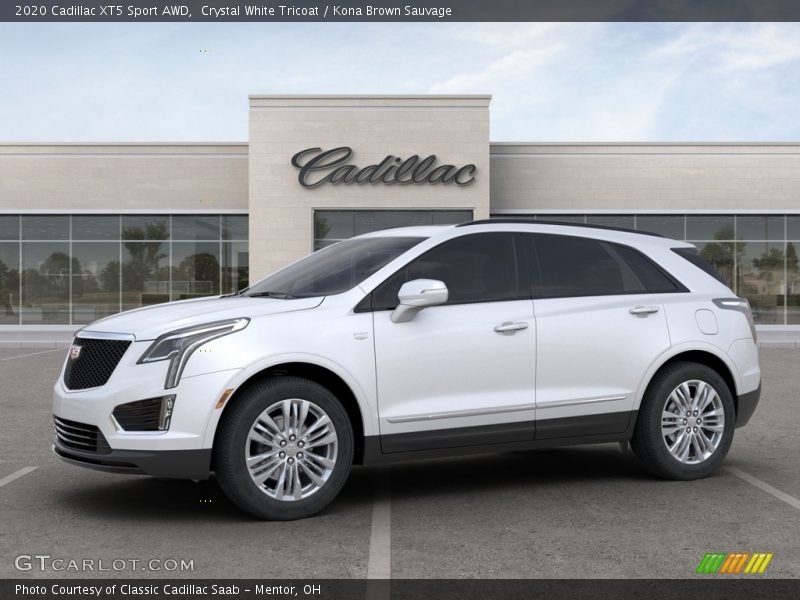 Crystal White Tricoat / Kona Brown Sauvage 2020 Cadillac XT5 Sport AWD