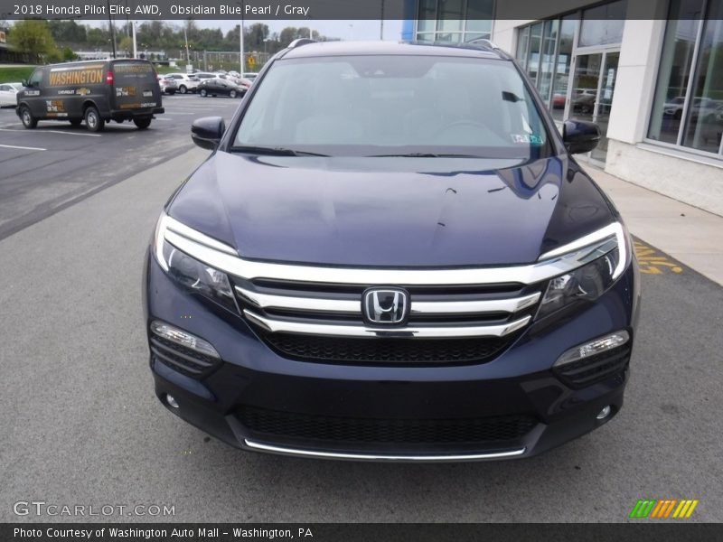 Obsidian Blue Pearl / Gray 2018 Honda Pilot Elite AWD