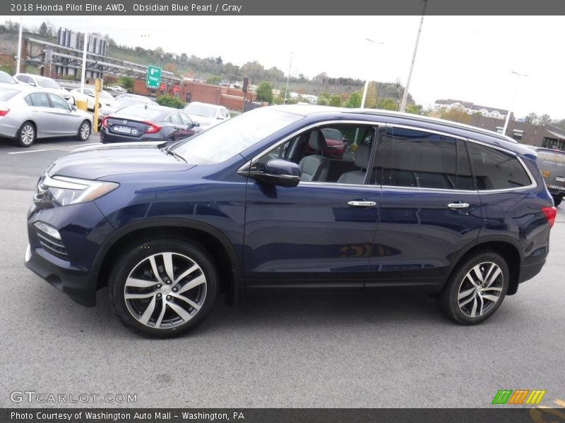 Obsidian Blue Pearl / Gray 2018 Honda Pilot Elite AWD