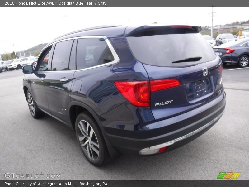 Obsidian Blue Pearl / Gray 2018 Honda Pilot Elite AWD