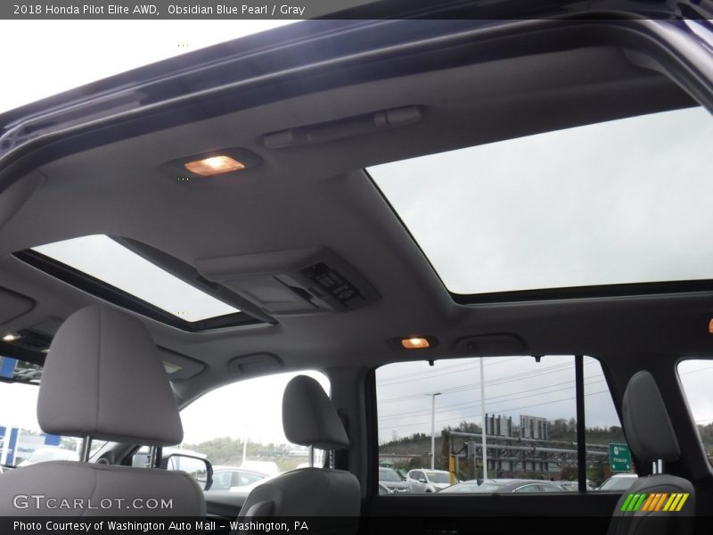 Obsidian Blue Pearl / Gray 2018 Honda Pilot Elite AWD