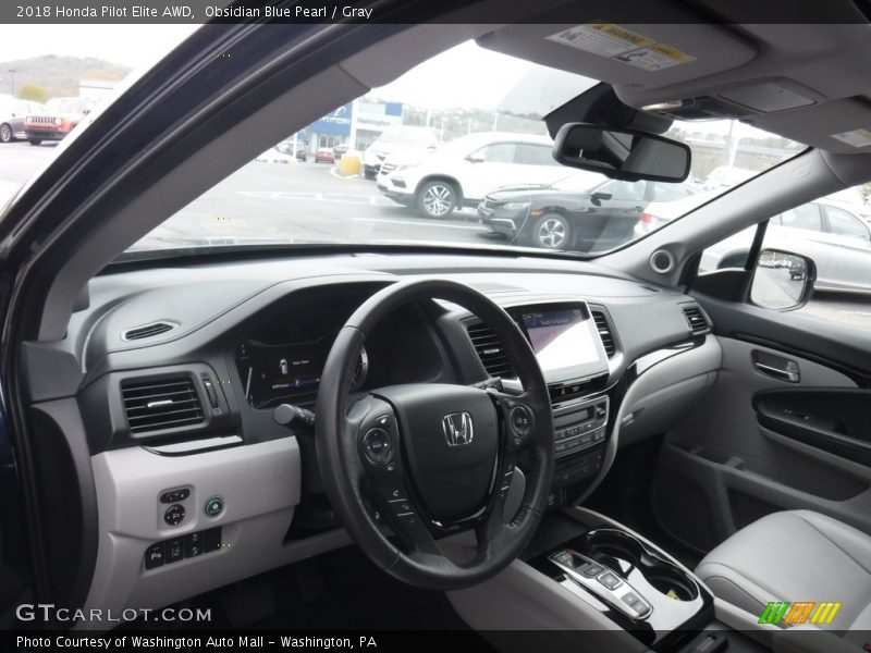 Obsidian Blue Pearl / Gray 2018 Honda Pilot Elite AWD