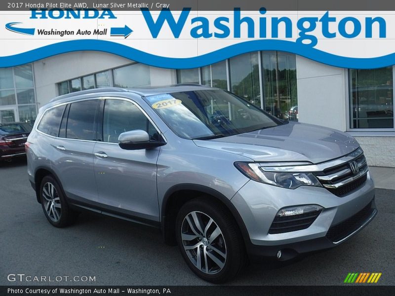 Lunar Silver Metallic / Gray 2017 Honda Pilot Elite AWD