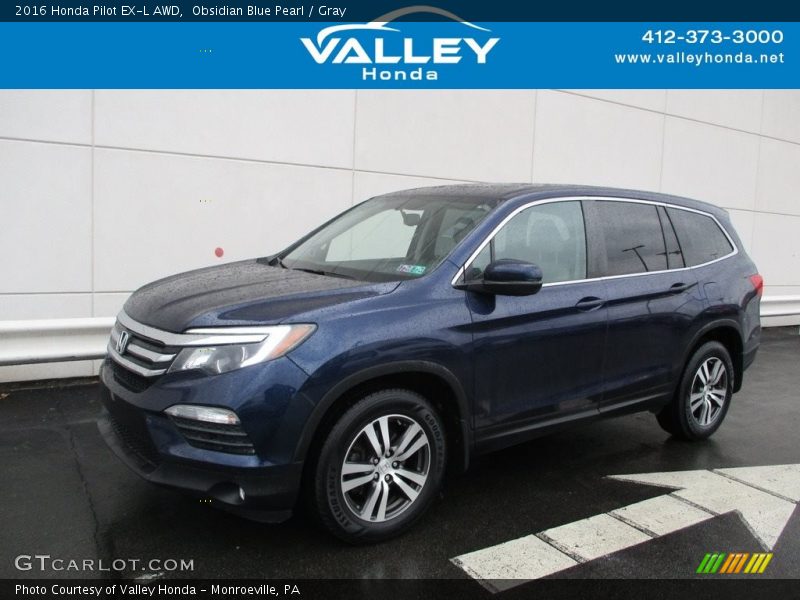 Obsidian Blue Pearl / Gray 2016 Honda Pilot EX-L AWD
