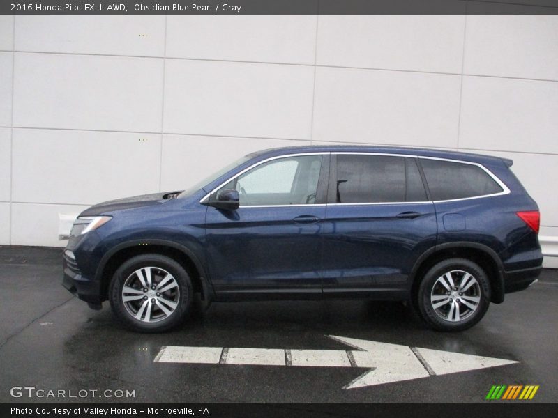 Obsidian Blue Pearl / Gray 2016 Honda Pilot EX-L AWD