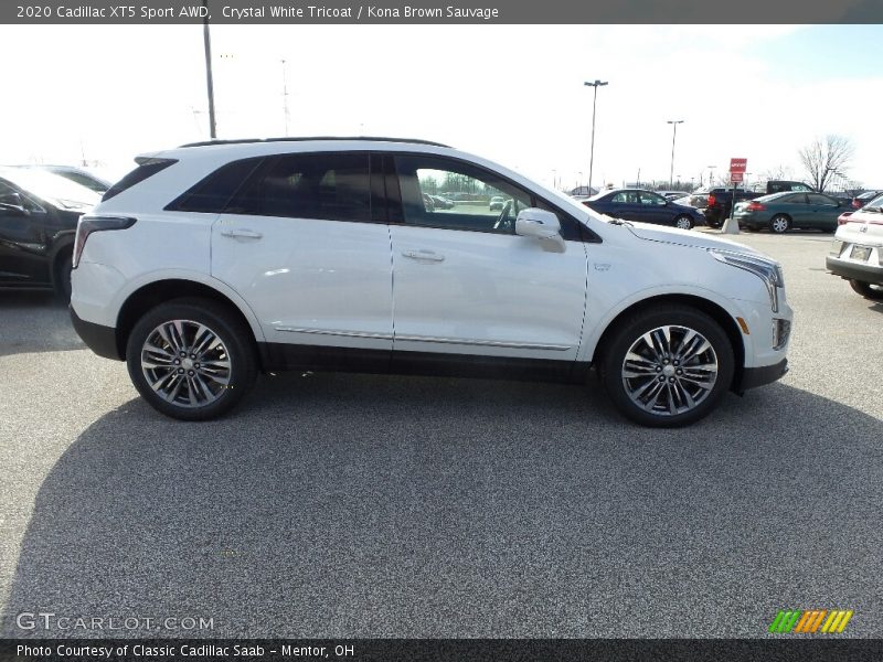 Crystal White Tricoat / Kona Brown Sauvage 2020 Cadillac XT5 Sport AWD
