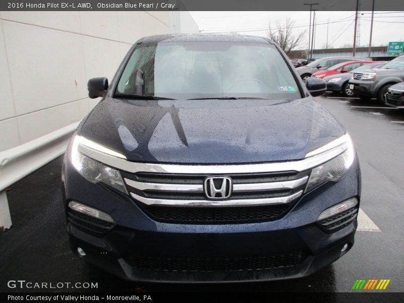 Obsidian Blue Pearl / Gray 2016 Honda Pilot EX-L AWD