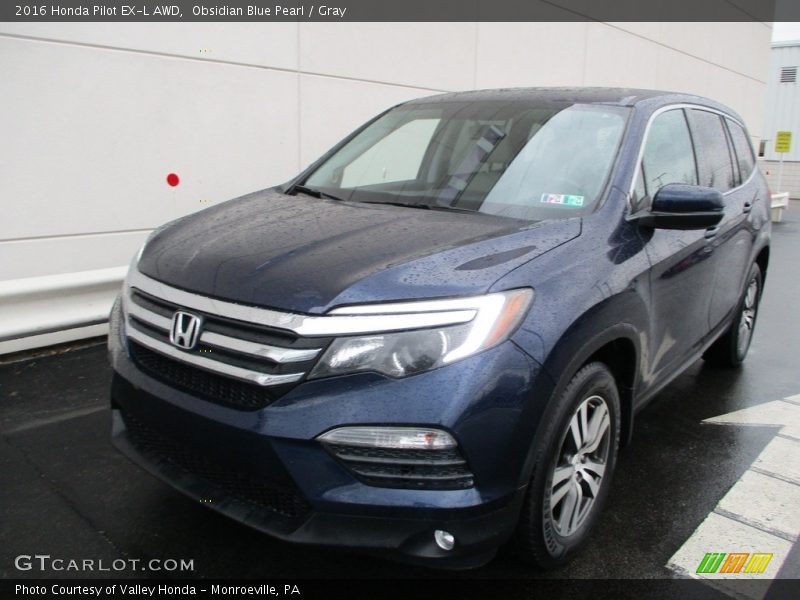 Obsidian Blue Pearl / Gray 2016 Honda Pilot EX-L AWD