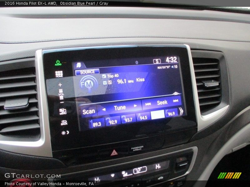 Obsidian Blue Pearl / Gray 2016 Honda Pilot EX-L AWD