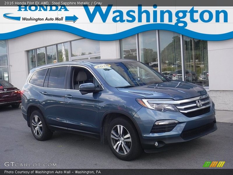 Steel Sapphire Metallic / Gray 2016 Honda Pilot EX AWD