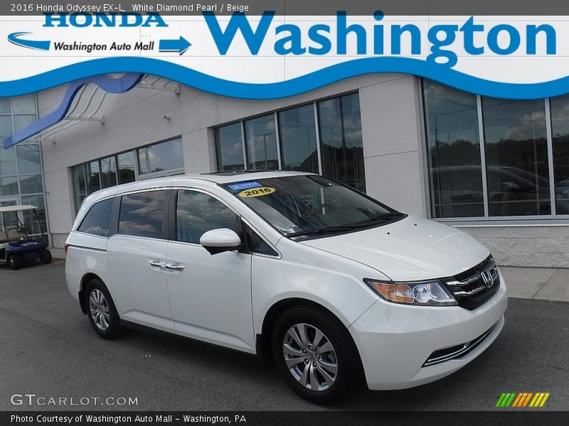 White Diamond Pearl / Beige 2016 Honda Odyssey EX-L