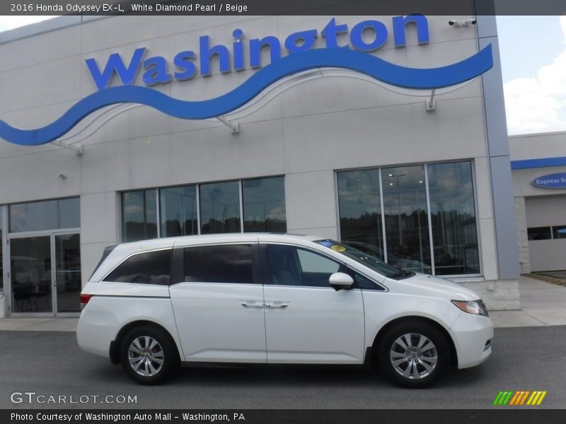 White Diamond Pearl / Beige 2016 Honda Odyssey EX-L