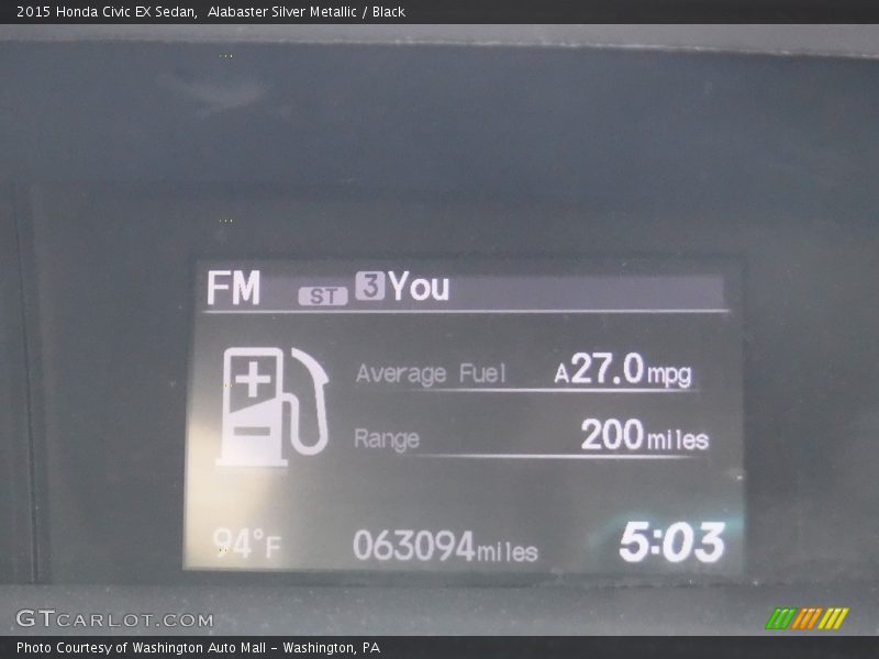Alabaster Silver Metallic / Black 2015 Honda Civic EX Sedan