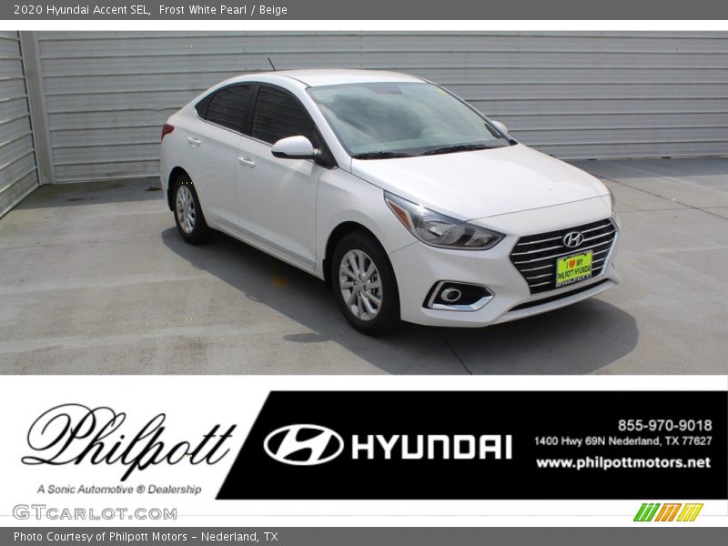 Frost White Pearl / Beige 2020 Hyundai Accent SEL