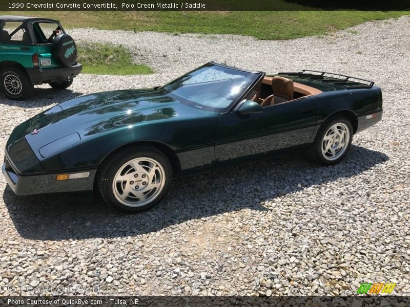 Polo Green Metallic / Saddle 1990 Chevrolet Corvette Convertible