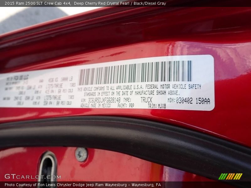 2015 2500 SLT Crew Cab 4x4 Deep Cherry Red Crystal Pearl Color Code PRP