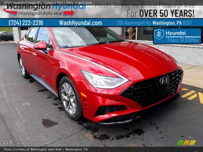 Calypso Red / Dark Gray/Camel 2020 Hyundai Sonata SEL