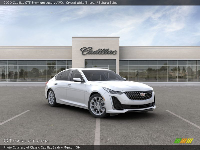 Crystal White Tricoat / Sahara Beige 2020 Cadillac CT5 Premium Luxury AWD