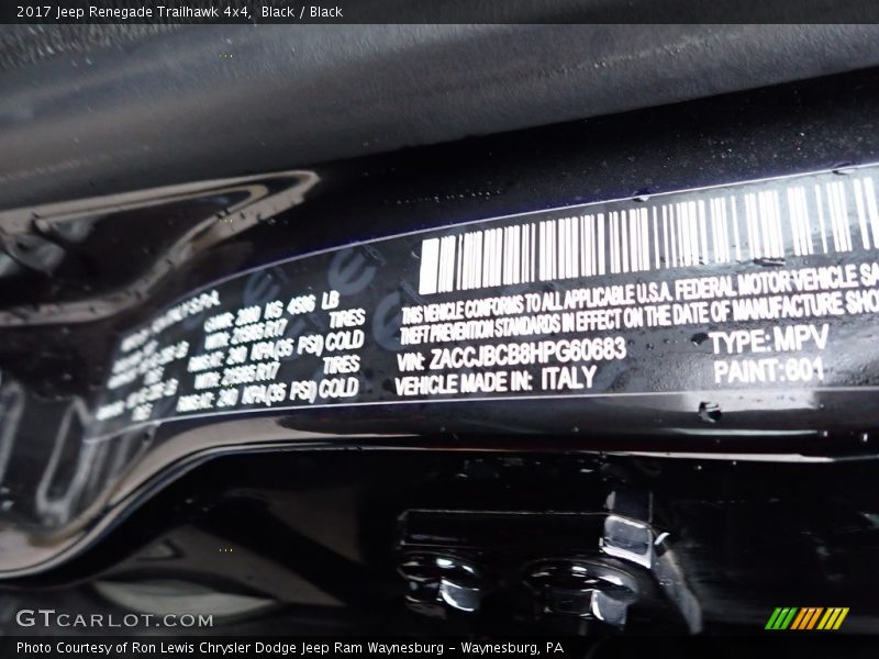 Black / Black 2017 Jeep Renegade Trailhawk 4x4