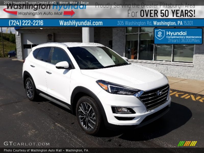 Winter White / Beige 2020 Hyundai Tucson Limited AWD