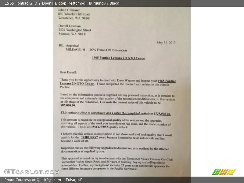 Burgundy / Black 1965 Pontiac GTO 2 Door Hardtop Restomod