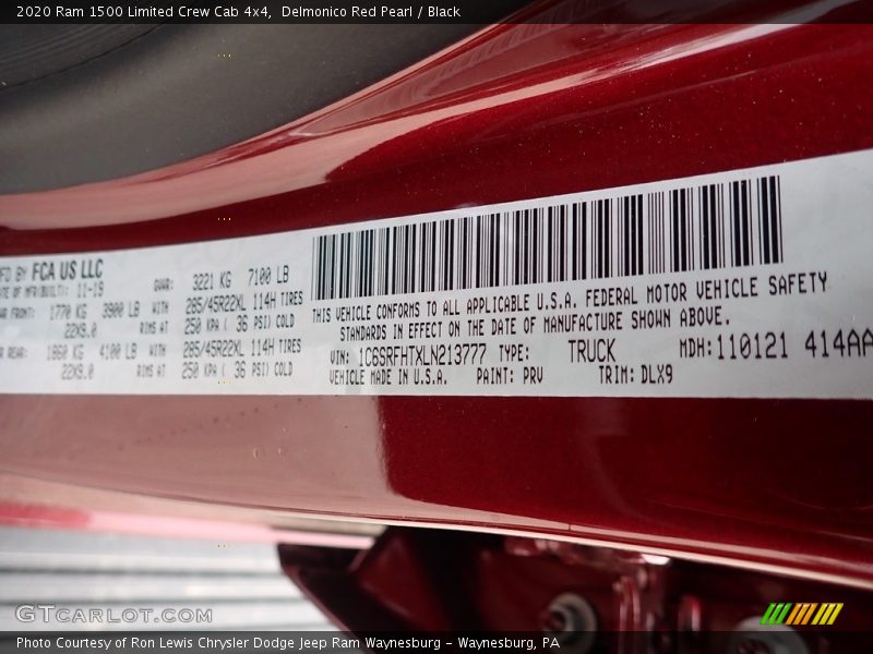 Delmonico Red Pearl / Black 2020 Ram 1500 Limited Crew Cab 4x4