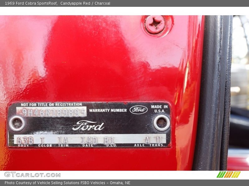 1969 Cobra SportsRoof Candyapple Red Color Code T