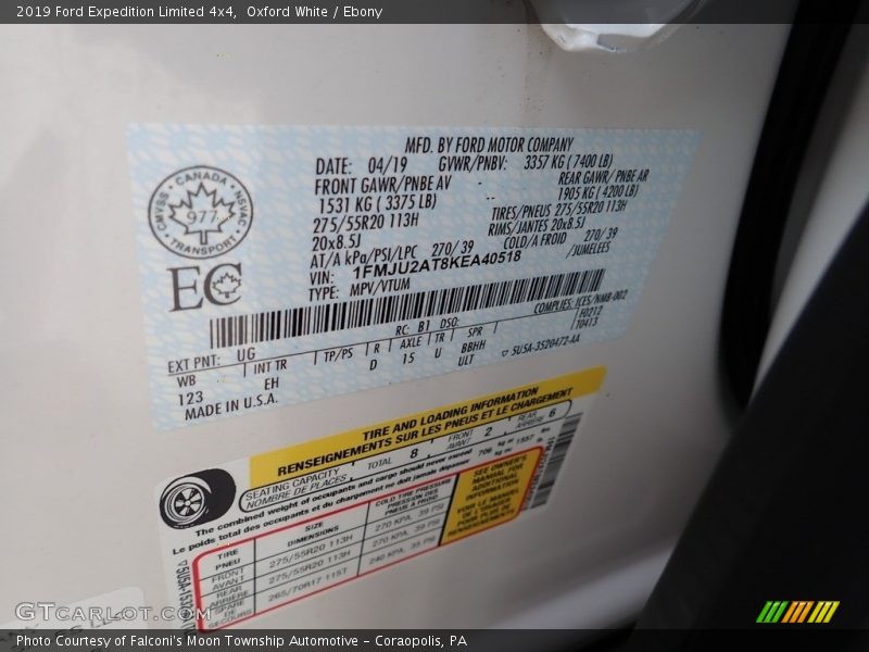 Oxford White / Ebony 2019 Ford Expedition Limited 4x4