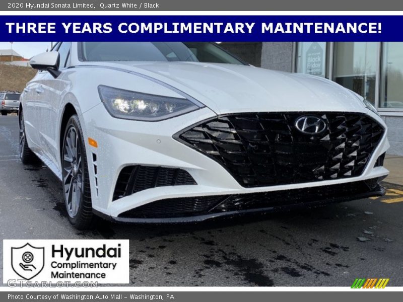 Quartz White / Black 2020 Hyundai Sonata Limited