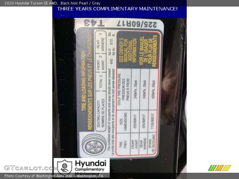 Black Noir Pearl / Gray 2020 Hyundai Tucson SE AWD
