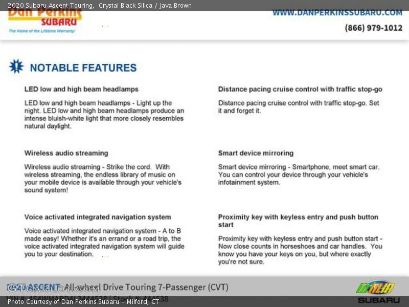 Crystal Black Silica / Java Brown 2020 Subaru Ascent Touring